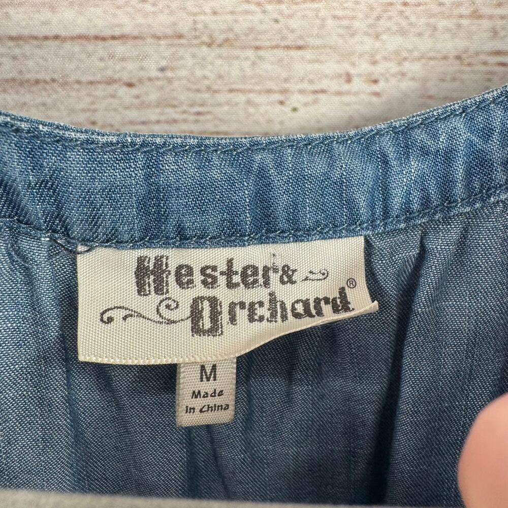 Hester & Orchard Chambray 1/4 Button Blouse‎ Womens Medium Blue - Picture 4 of 8